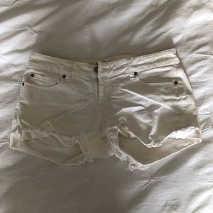 White jean shorts